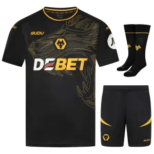 Set di maglie per bambini di trasferta di Wolverhampton Wanderers 2024/25 - Nero