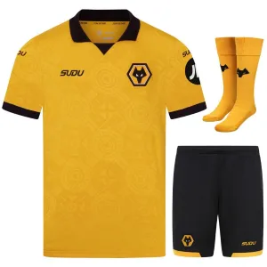 Set maglia bambini Wolves 2025/26 Casa - Gialla