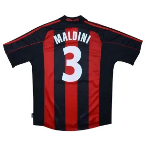 AC Milan MALDINI 2000 2002 Retro Home Jersey - Red/Black