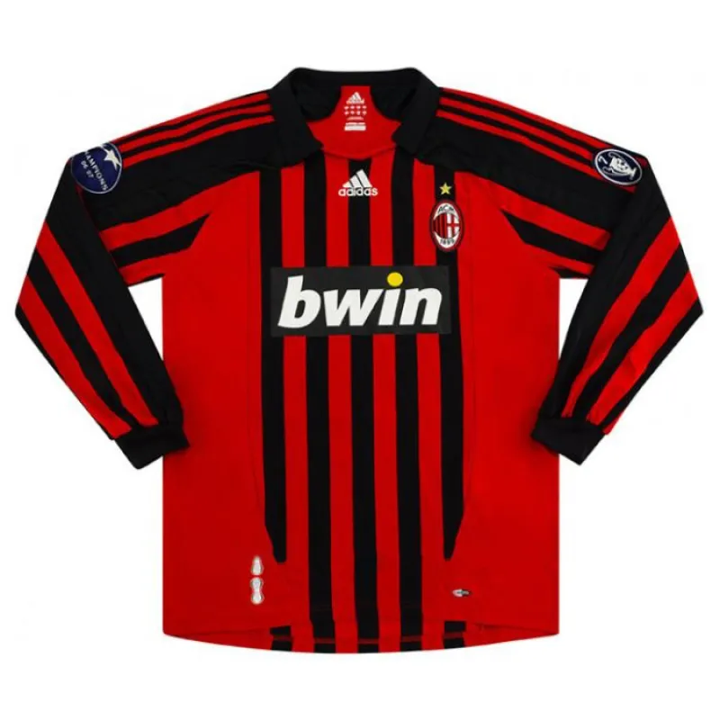 AC Milan PIRLO 2007/08 Retro Long-Sleeve Home Jersey - Red/Black