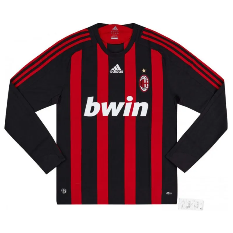 AC Milan 2008/09 Retro Long-Sleeve Home Jersey - Red/Black