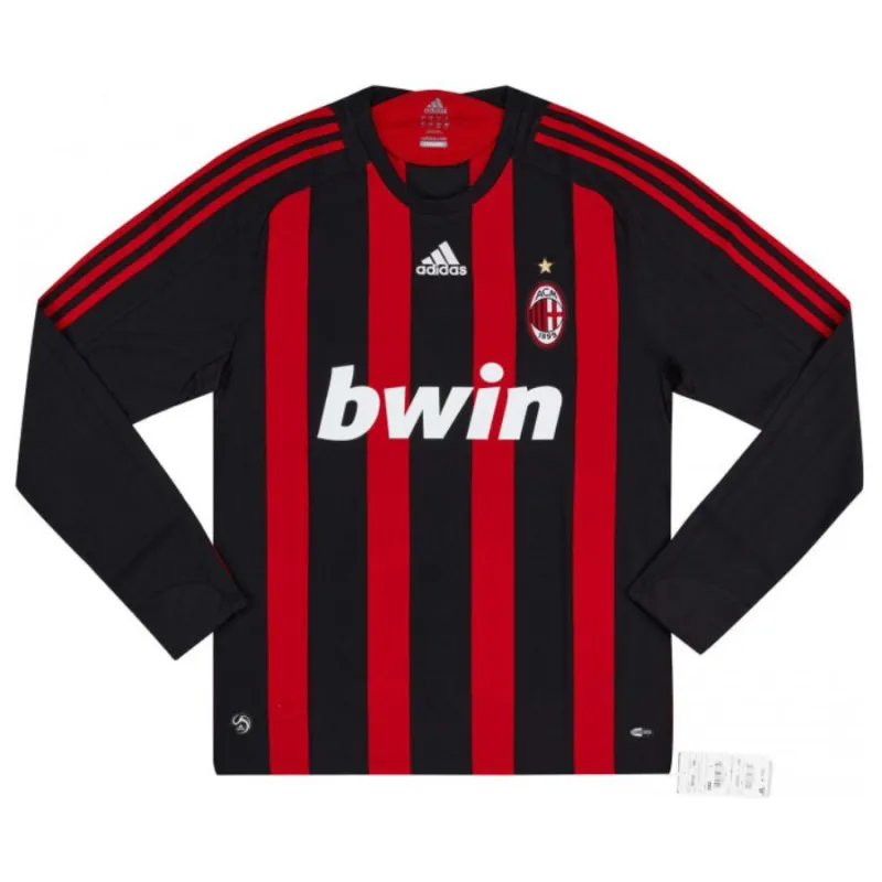 AC Milan RONALDINHO 2008/09 Retro Long-Sleeve Home Jersey - Red/Black
