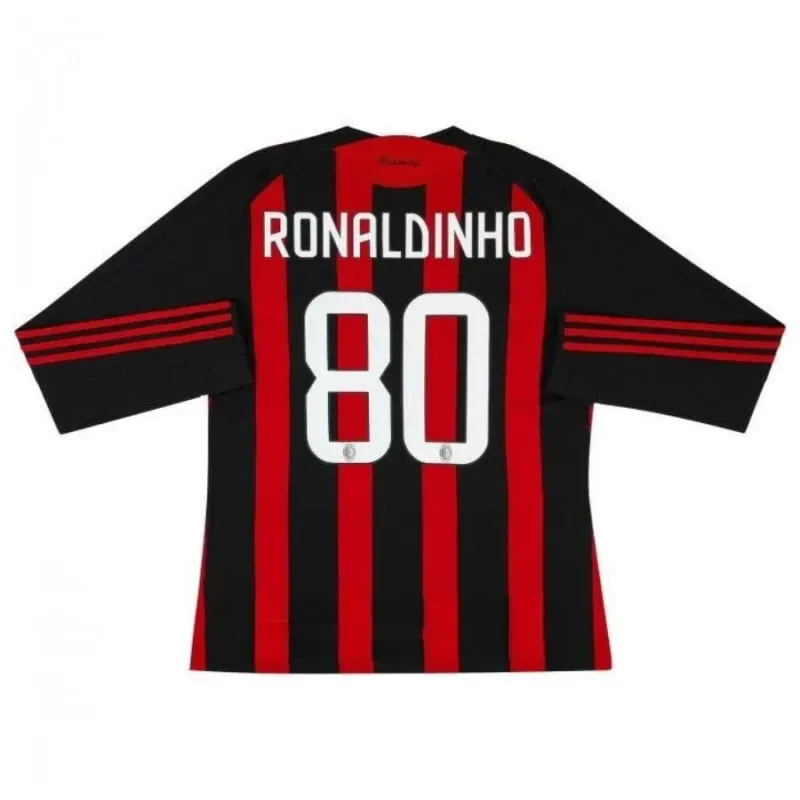 AC Milan RONALDINHO 2008/09 Retro Long-Sleeve Home Jersey - Red/Black