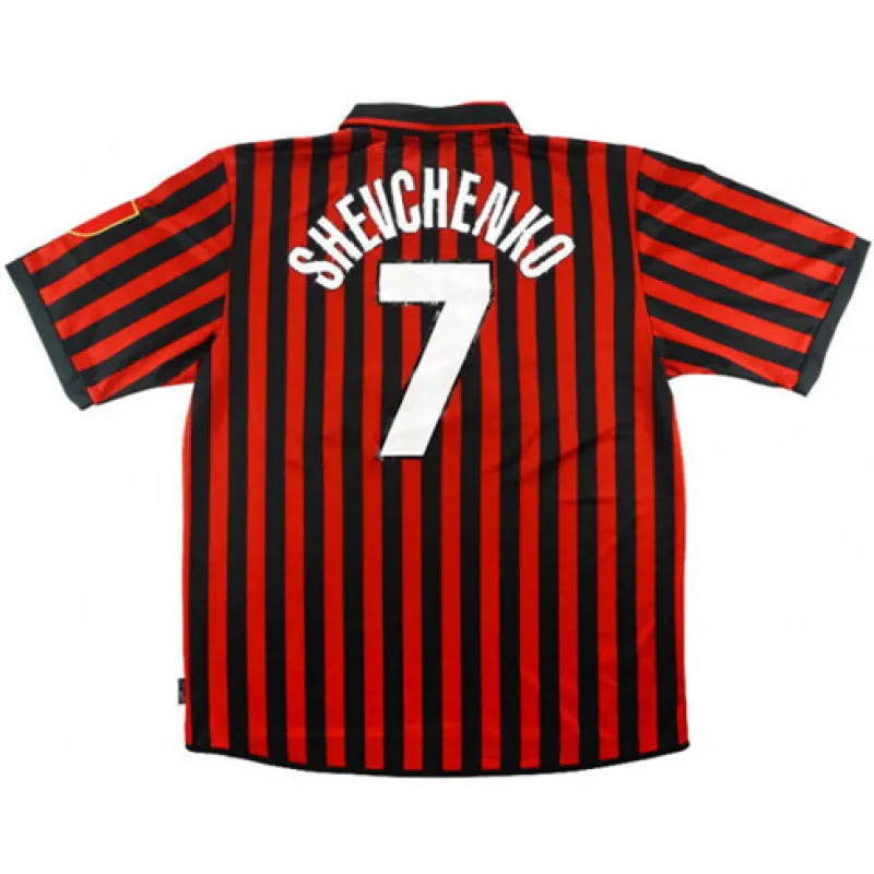 Maillot rétro d'hommes du centenaire de l'AC Milan 1999/00 - Rouge, numéro 7, Andrea Shevchenko