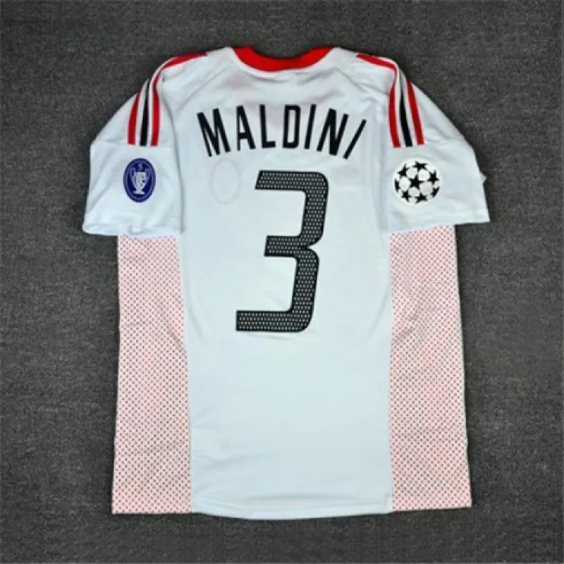 Paolo Maldinis AC Milan 2002/03 Auswärts - Retro - Trikot - Weiß, Nr. 3