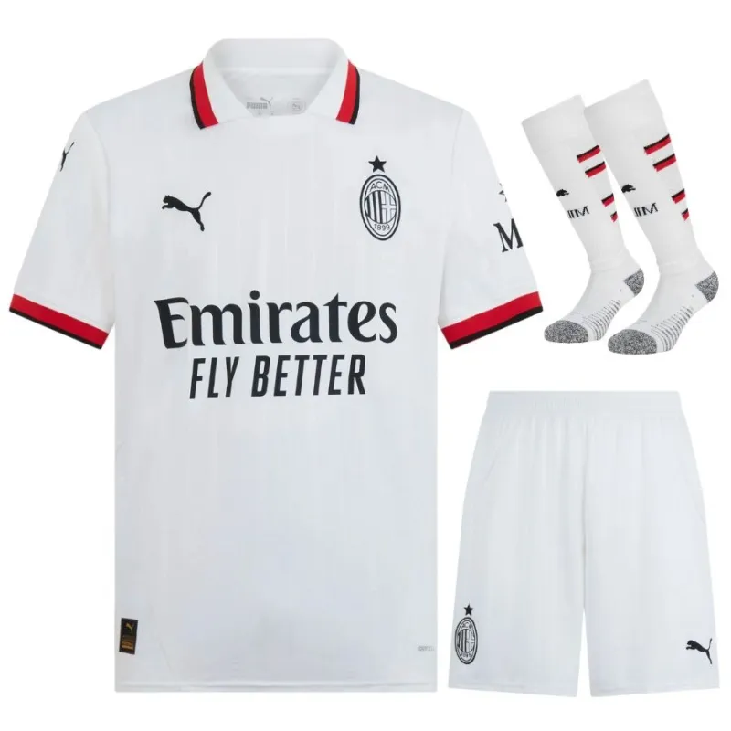 AC Milan 2024/25 Auswärts-Kinder-Trikotset - Weiß