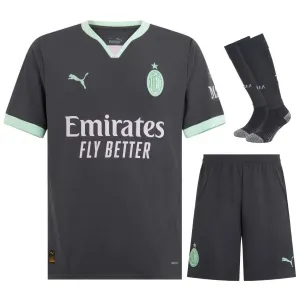 AC Milan 2024/25 Third Kids' Jersey Set - Charcoal Gray