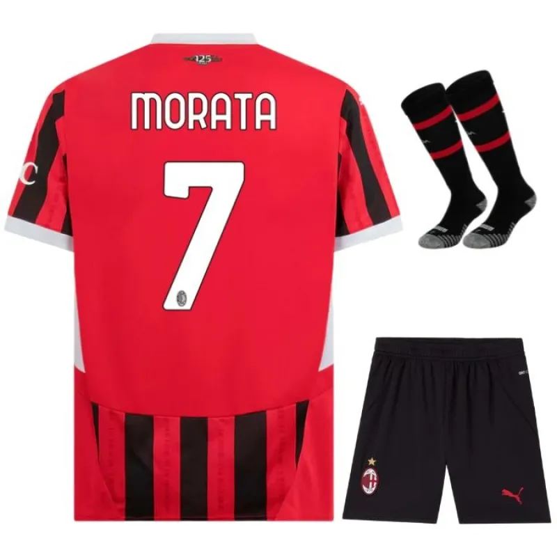 Morata's AC Milan 2024/25 Home Kids Jersey Set - Black