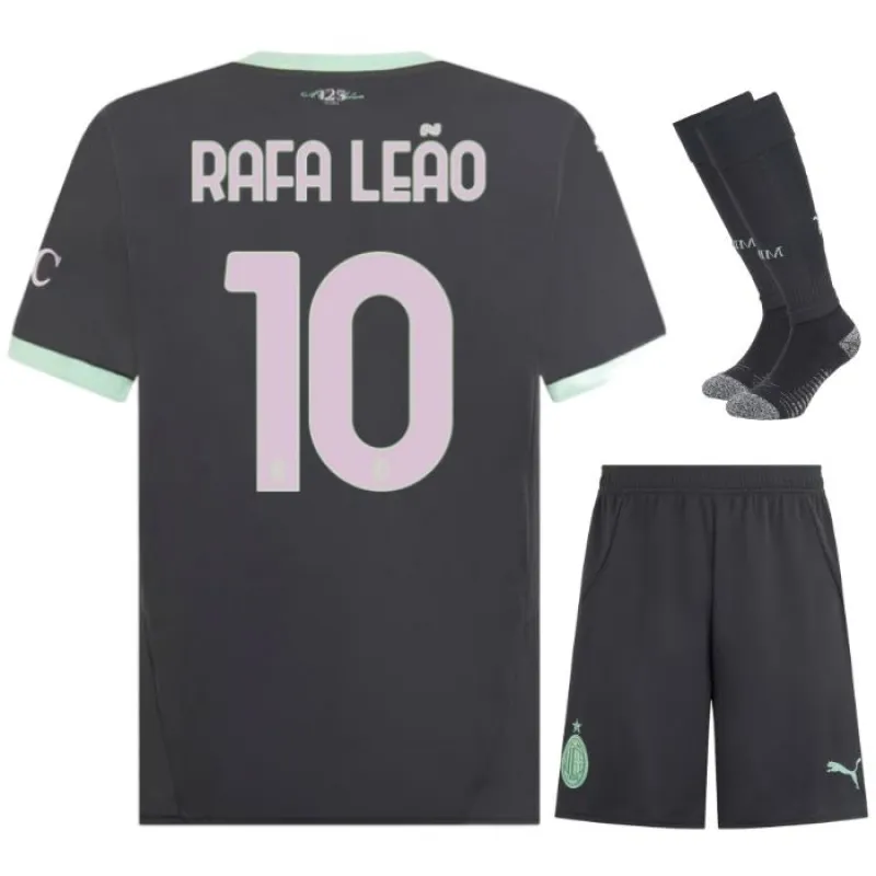 Rafael Leaos AC Milan 2024/25 Drittes Kinder - Jersey - Set - Anthrazitgrau