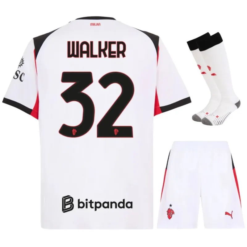 AC Milan Walker 2025/26 Kids' Away Jersey Set - White