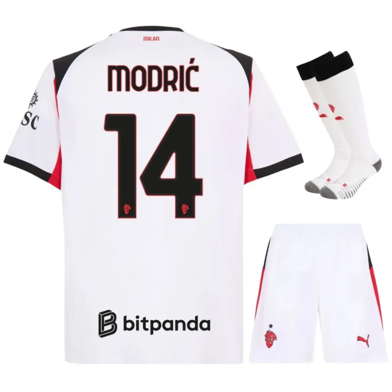 AC Milan MODRIC 2025/26 Kids' Away Jersey Set - White