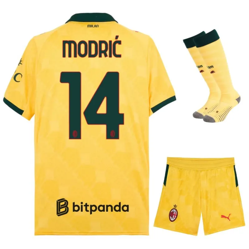Ensemble de maillot troisième équipe enfant de MODRIC de l’AC Milan 2025/26 - Jaune