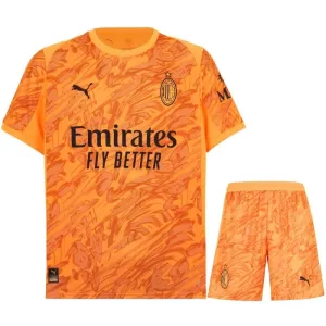 AC Milan 2025/26 Away Kids' Goalkeeper Jersey + Shorts - Orange