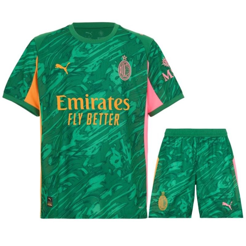 AC Milan 2025/26 Third Kids' Goalkeeper Jersey + Shorts - Green