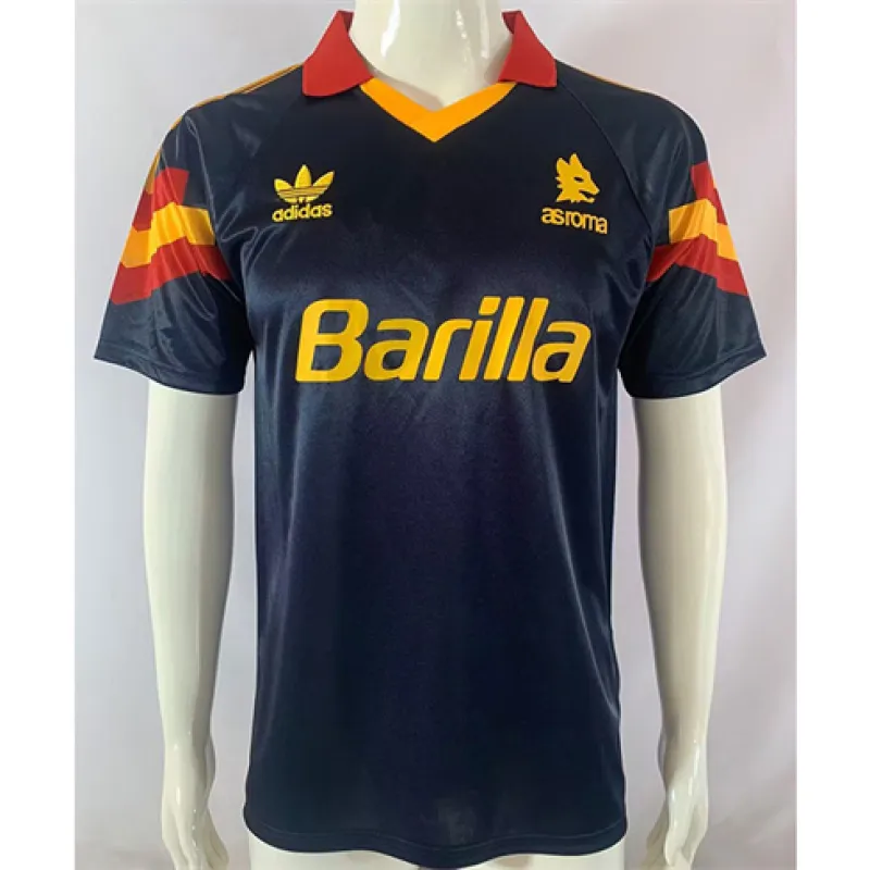 Maillot rétro troisième d'AS Roma 1991/92 - Bleu