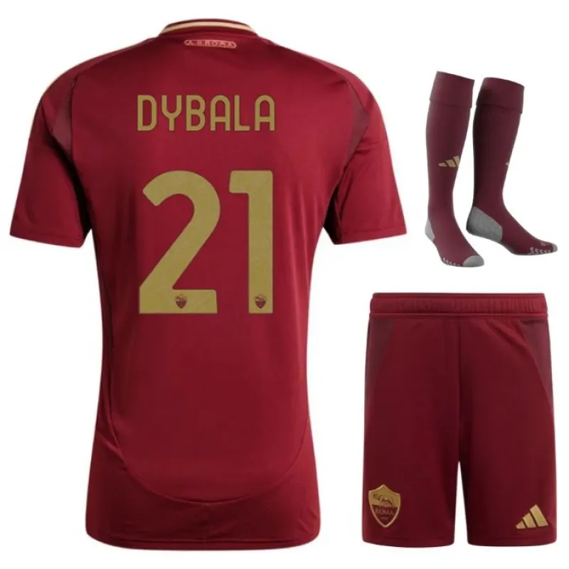 Dybala AS Roma 2024/25 Home Kids Jersey Set - Wine Red