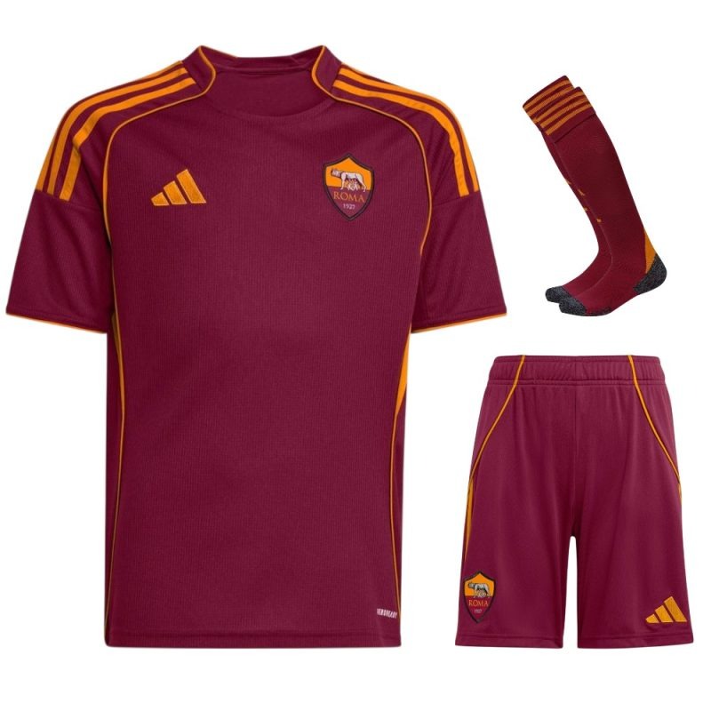 Ensemble de maillot enfant de l'AS Roma 2025/26 domicile - Bordeau