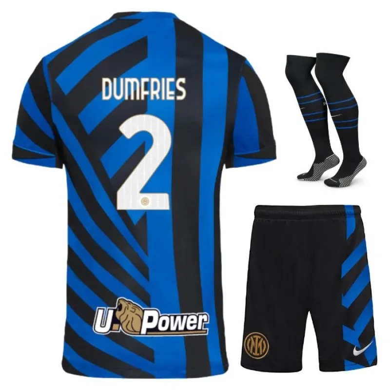 Denzel Dumfries' Inter Milan 2024/25 Home Children's Kit - Blue