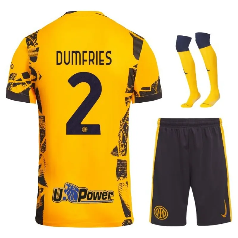 Denzel Dumfries, Maglia Bambina Inter Milan 2024/25 Terza - Gialla