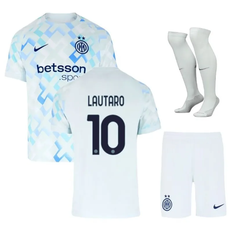 Inter Milan LAUTARO Kinder-Trikot-Set 2025/26 Auswärts - Weiß