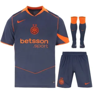 Inter Milano 2025/26 Set Maglia Third Bambini - Blu/Arancione