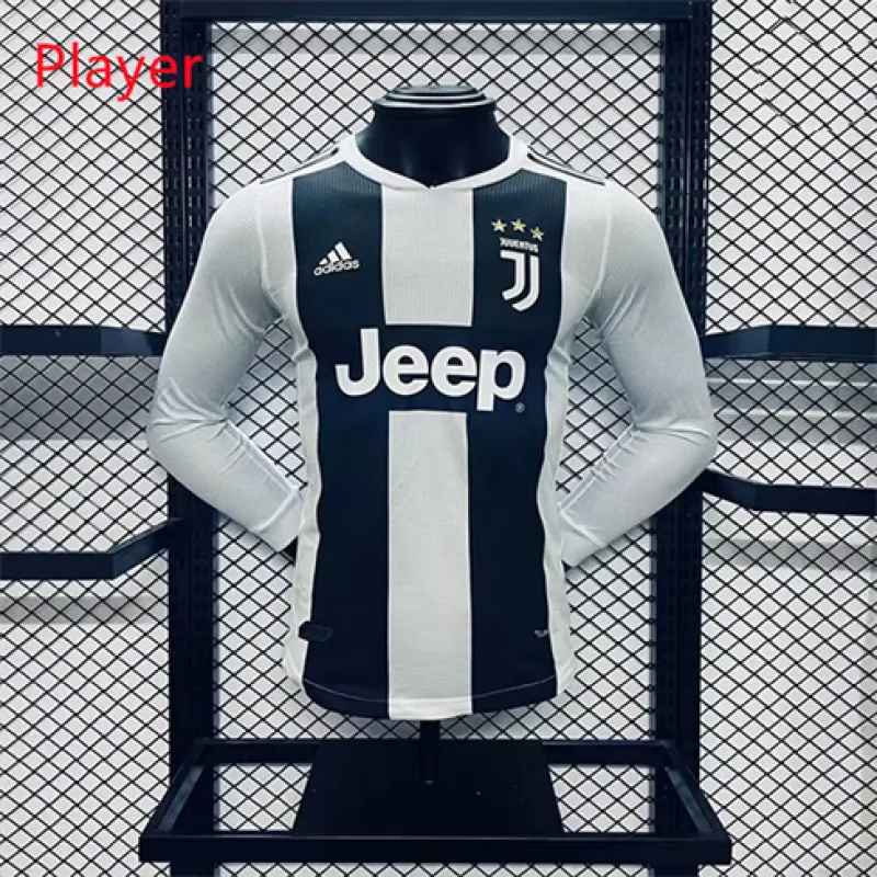 Juventus 2018/19 Home Long - Sleeve Retro Player Jersey - White