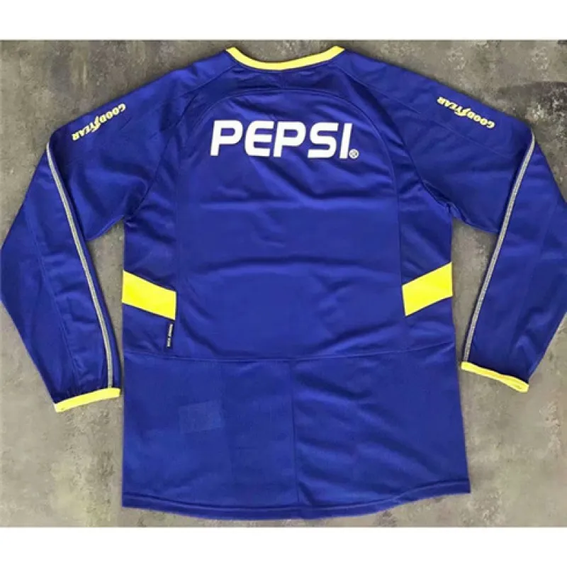 Maglia long-sleeved retrò di campo di casa di Boca Juniors 2003/04 - Blu