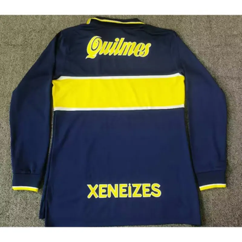 Boca Juniors 1997 Retro Heim Langärmel Trikot - Blau