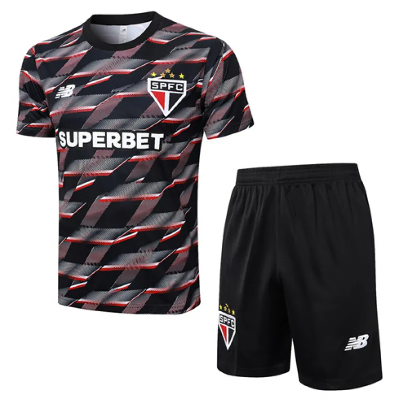 São Paulo 2024/25 Trainingsshirt + Shorts - Schwarz