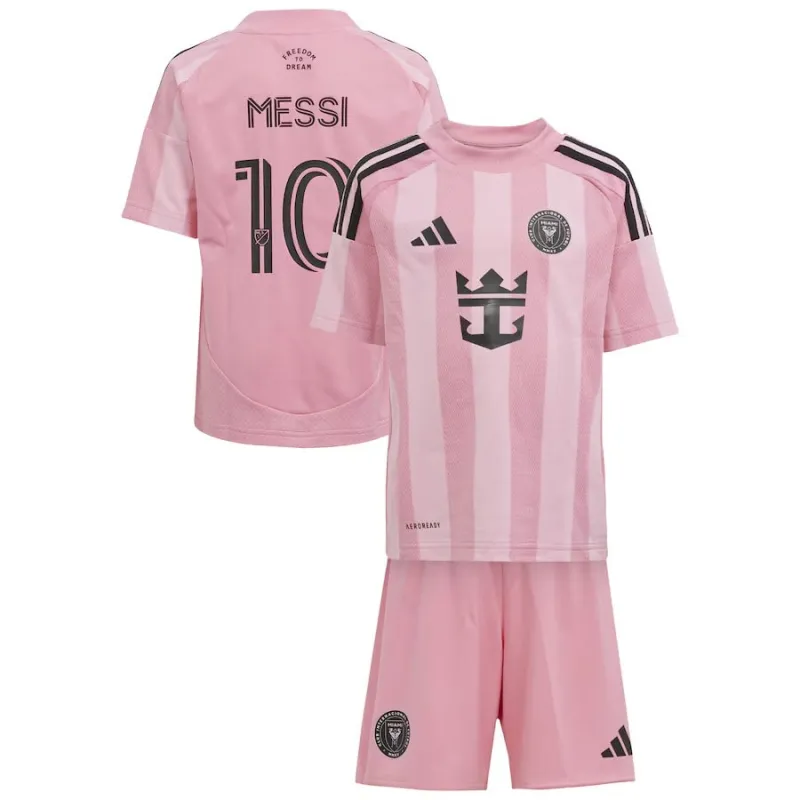Ensemble maillot enfant domicile de Lionel Messi d'Inter Miami 2025/26 - Rose