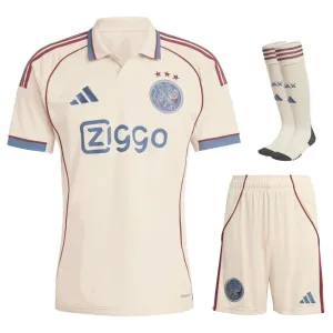 Ajax 2025/26 Drittes Kinder-Trikot-Set - Beige