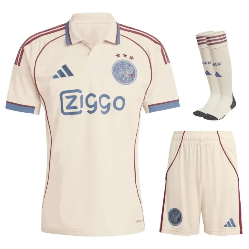 Ajax 2025/26 Drittes Kinder-Trikot-Set - Beige