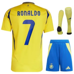 Set di maglia per bambini di casa di Al - Nassr 2024/25 con Ronaldo - Giallo