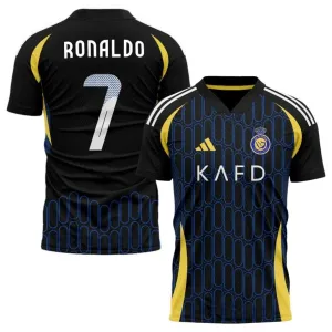 Ronaldo Al Nassr 2024/25 Maglia per bambini 7 di fuori - Nera