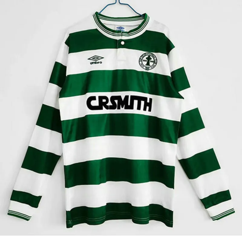 Celtic 1987/88 Heimretro Langarmtrikot - Weiß/Grün