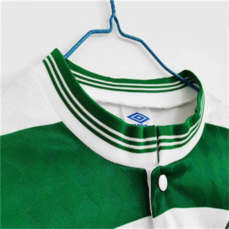Celtic 1987/88 Heimretro Langarmtrikot - Weiß/Grün