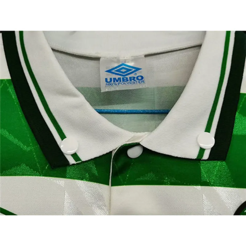 Celtic 1989-91 Heimretro Langarmtrikot - Weiß/Grün