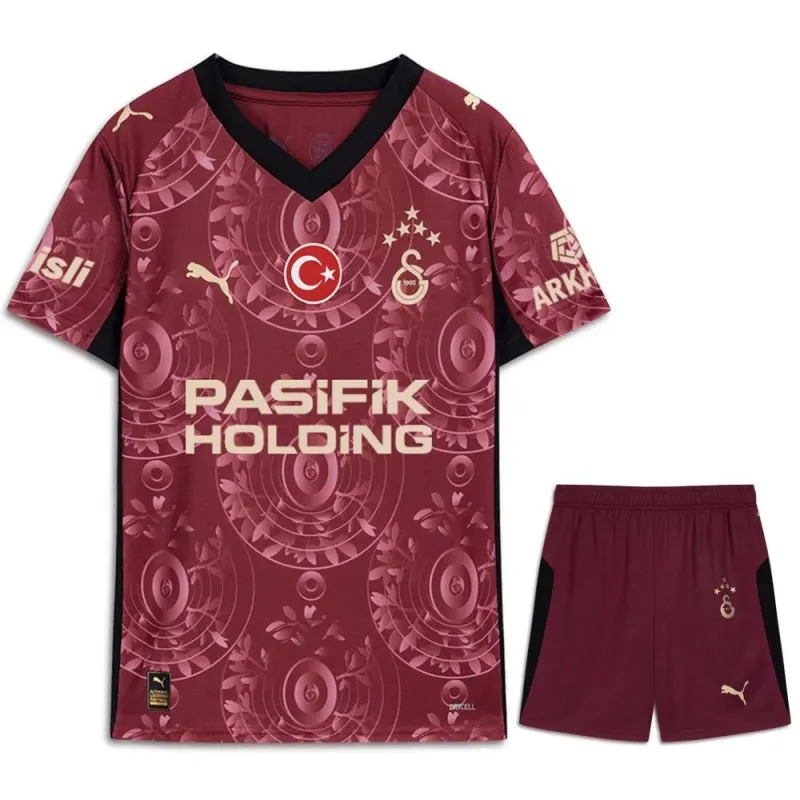 Galatasaray 2025/26 Troisième maillot + shorts pour enfants - Rouge