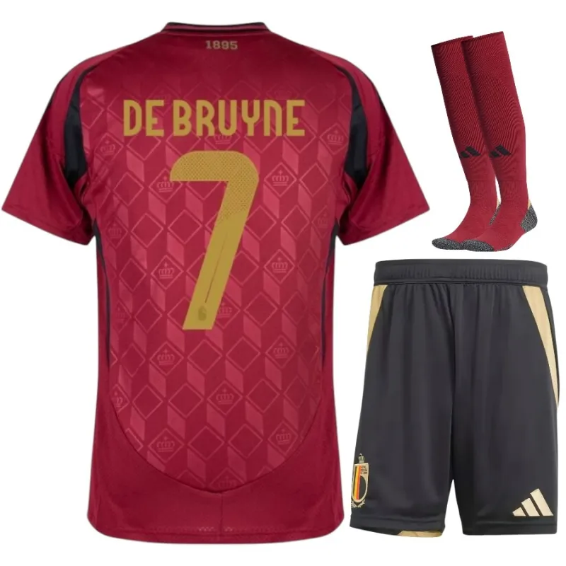 Belgique DE BRUYNE Ensemble Domicile Enfant 2024/25 - Rouge