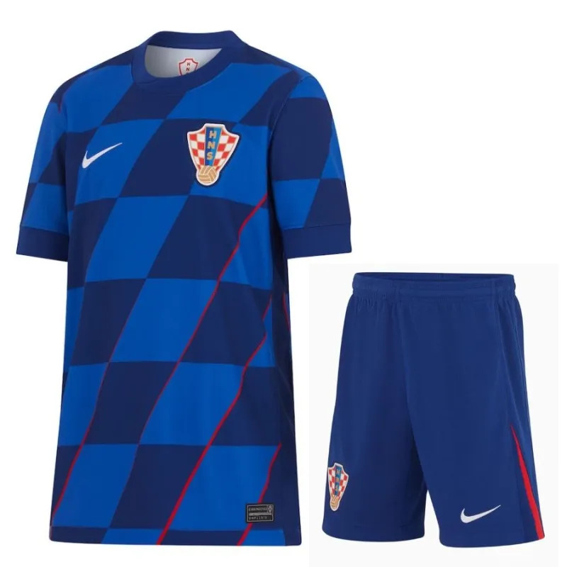 Maillot extérieur enfant + short de Croatie 2024/25 - Bleu
