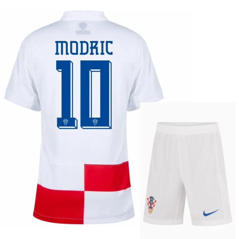 Modrić Camiseta local infantil + pantalones cortos de Croacia 2024/25 - Rojo/blanco
