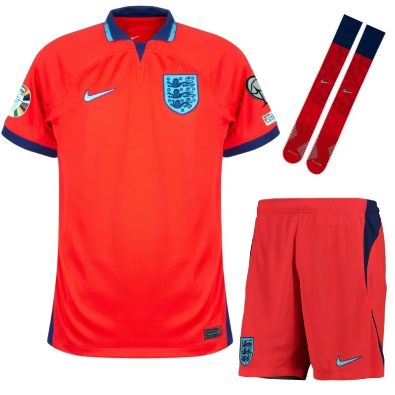Englands Auswärtskinderkit für die UEFA Euro 2024 - Rot