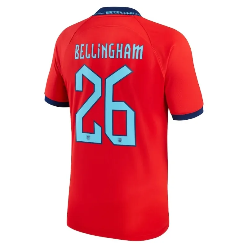 La maglia di trasferta dell'Inghilterra per la Coppa del mondo 2022 di Bellingham - Rossa