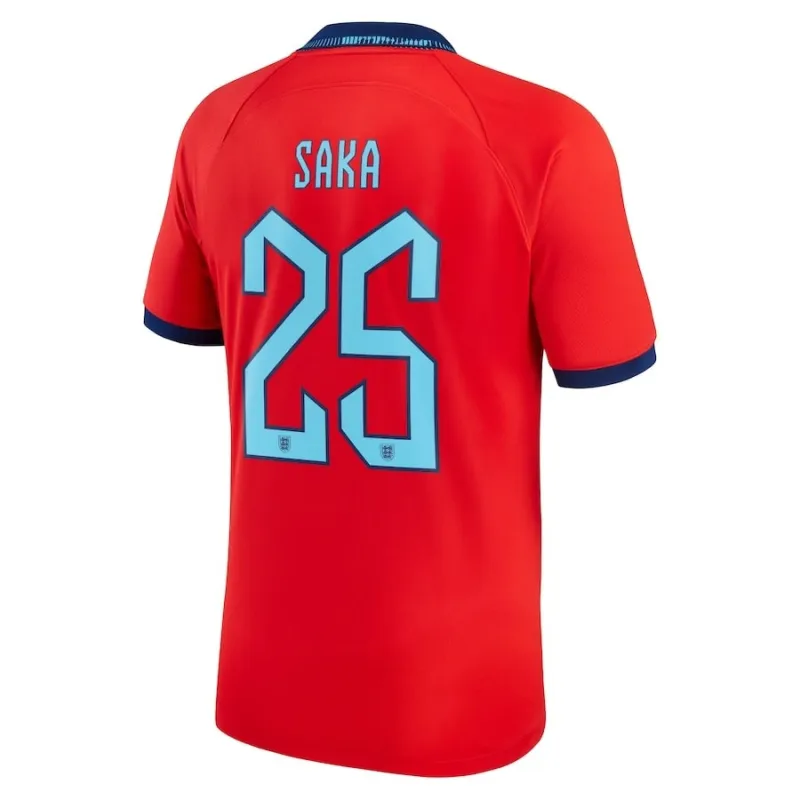 Saka's England 2022 World Cup Away Jersey - Red