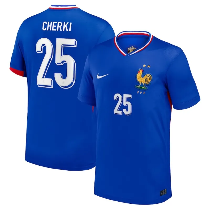 Cherki Frankreich 2024/25 Kinder-Heim-Trikot Fan-Version Blau