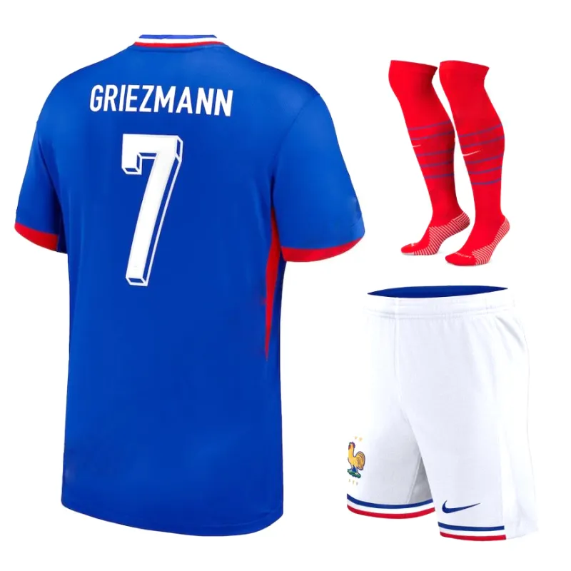Griezmanns Kinder-Heimkit-Maillot der französischen Nationalmannschaft 2024/25 - Blau