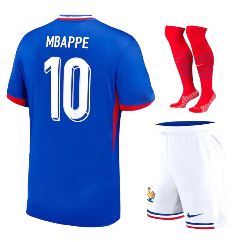 La maglia del kit per bambini di casa della squadra nazionale francese di Mbappé nel 2024/25 - Blu