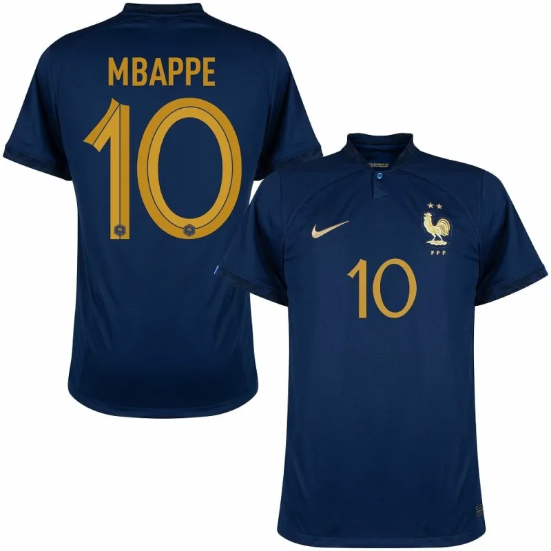 La maglia di casa della squadra nazionale francese di Kylian Mbappé per la Coppa del mondo 2022 - Blu