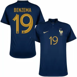Le maillot de l'équipe nationale de France de Karim Benzema pour la Coupe du monde 2022 à domicile - Bleu