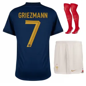 Le maillot enfant de l'équipe nationale de France d'Antoine Griezmann pour la Coupe du monde 2022 à domicile - Bleu